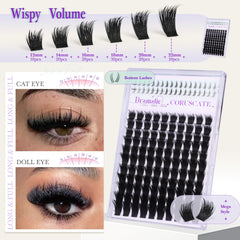 CORUSCATE mega volume lash clusters deliver dramatic fullness up to 22mm.