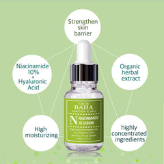 Cos De BAHA Niacinamide Serum dropper applying lightweight serum