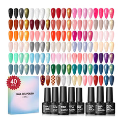 COSCELIA 40-piece gel nail polish set with colors for salon-worthy at-home manicures.