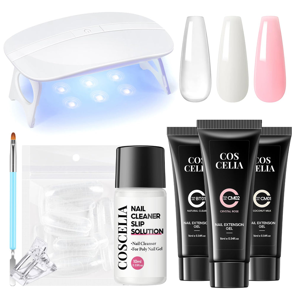 COSCELIA Poly Nail Gel Kit with UV lamp for quick at-home manicure