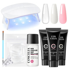 COSCELIA Poly Nail Gel Kit with UV lamp for quick at-home manicure