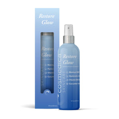 Cosmedica Skincare Restore Glow Peptide Spray bottle for quick refreshing hydration.