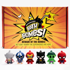 Cosmetics Stories superhero bath bomb with colorful swirls for playful baths.