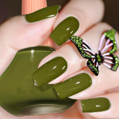 COSMOO Olive Green Nail Polish bottle, 12ml, ideal for vibrant day-to-night manicures