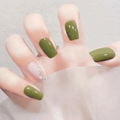 COSMOO olive green with base and top coat extends wear