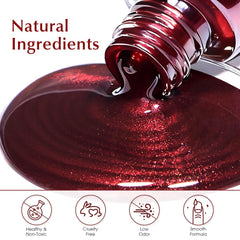 COSMOO wine red nail polish brush stroke reveals smooth, even coverage