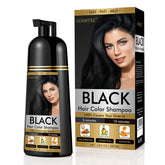 COSMTEK Black Dye Shampoo bottle showcasing 3-in-1 color coverage for gray hair.