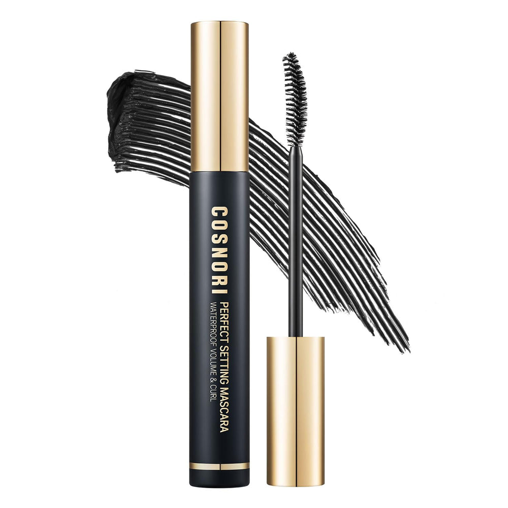 COSNORI Perfect Setting Mascara brush detail shows a slim C-Curl design for defined lashes.