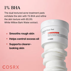COSRX BHA Toner Pads embossed side for exfoliating dead skin