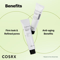 Eye and neck area application on COSRX Retinol 0.3% Cream for targeted care.
