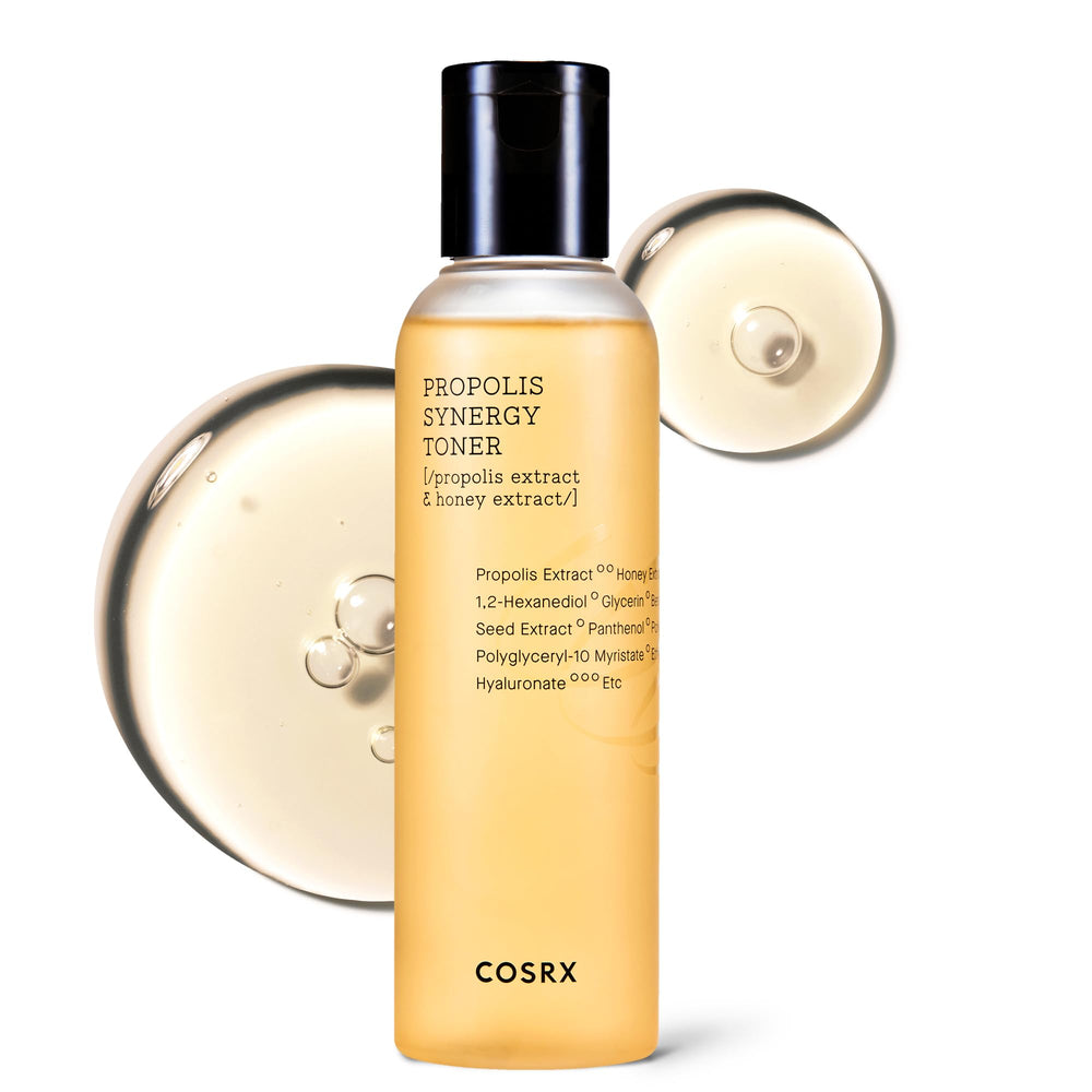 COSRX Full Fit Propolis Synergy Toner bottle provides daily hydration.
