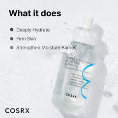 COSRX Hydrium ingredients close-up highlighting triple hyaluronic acids