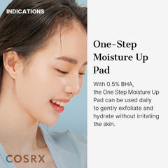 COSRX Moisture Up Pads container with 70 pads and hygienic tweezer visible