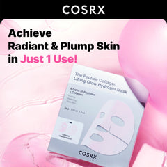 COSRX Pink Peptides mask on the face during application for cooling hydration.