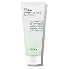 COSRX Pure Fit Cica Creamy Foam Cleanser bottle, gentle cleansing for sensitive skin
