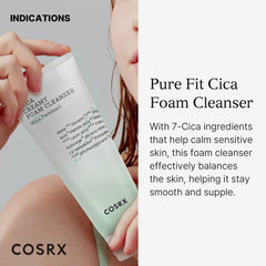 COSRX Pure Fit Cica Creamy Foam Cleanser foam closeup showing creamy texture for calm skin
