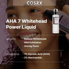 COSRX whitehead liquid on skin showing gentle clarifying action.