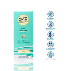 CoTZ Face Moisture swatch on skin reveals natural sheer tint and finish