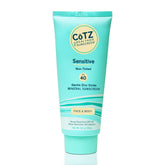 CoTZ Sensitive sunscreen bottle showing translucent cream for sensitive skin