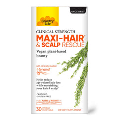 Country Life Maxi-Hair bottle pour shows easy daily intake for healthier-looking hair.