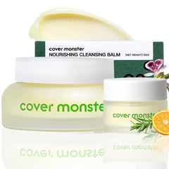 COVER MONSTER cleansing balm texture close-up, silky melt-away formula for gentle makeup removal