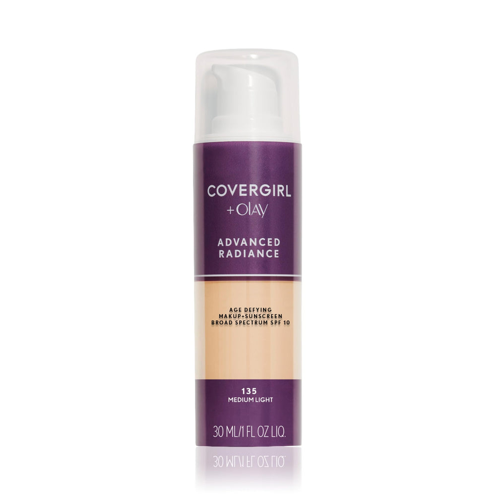 CoverGirl Advanced Radiance Foundation bottle with sleek packaging for smooth, even coverage.