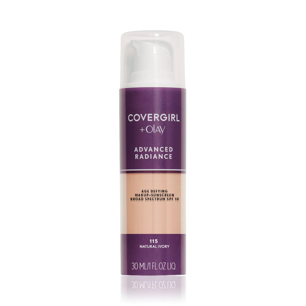 COVERGIRL Advanced Radiance Foundation Natural Ivory bottle front showing radiant coverage