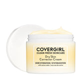 CoverGirl Clean Fresh Skincare Dry Skin Corrector Cream jar shows rich hydration for dry skin.