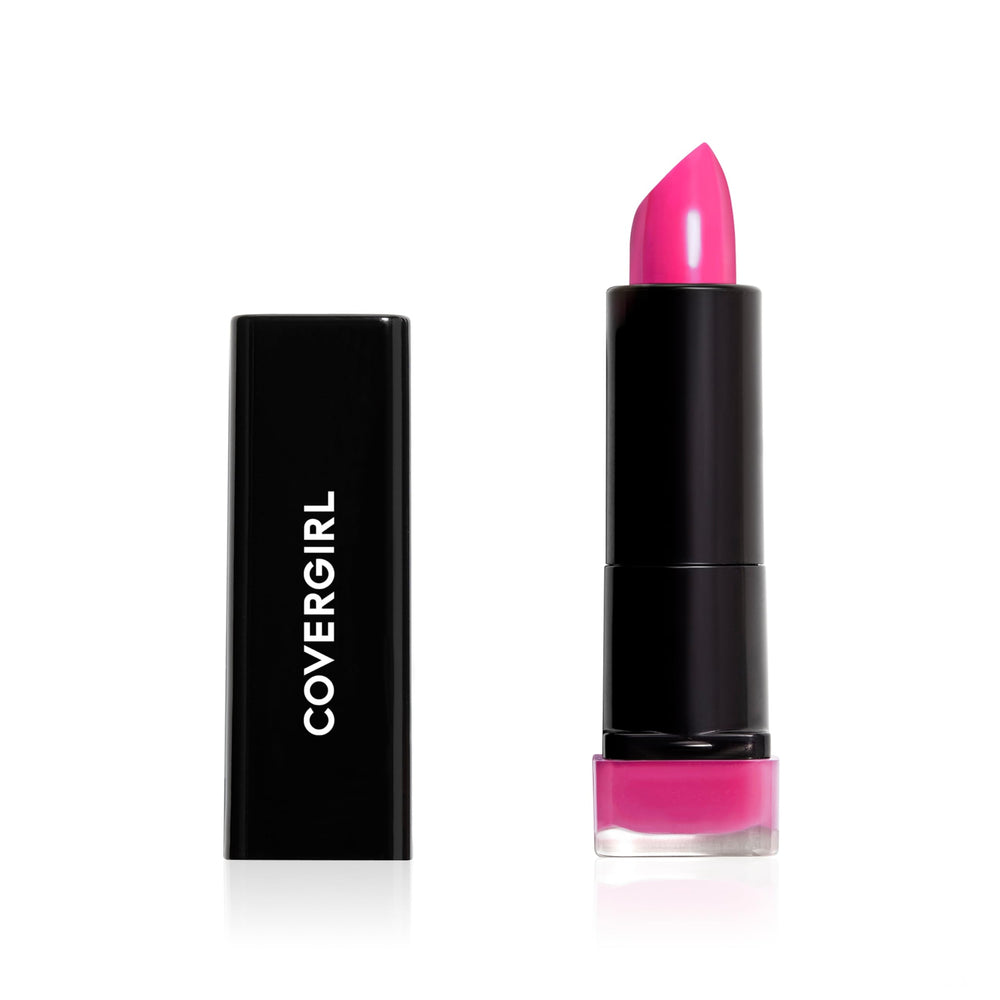CoverGirl Exhibitionist Lipstick Bombshell Pink 425 tube with rich color and creamy formula.