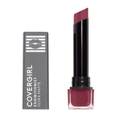 CoverGirl Exhibitionist Ultra Matte Lipstick High Roller packaging close-up showing premium matte finish