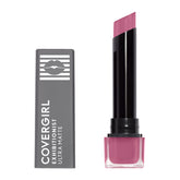 COVERGIRL Exhibitionist lipstick swatch highlights bold color and matte finish.