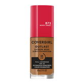 Covergirl Outlast Extreme Wear bottle top view demonstrates long wear potential for all-day confidence.