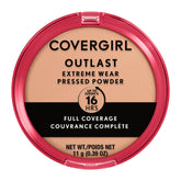 COVERGIRL Outlast Extreme Wear pressed compact close-up shows full coverage for all-day wear