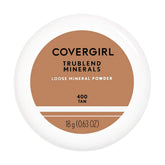 CoverGirl TruBlend loose mineral powder tan bottle pour shows ultra-fine texture for a smooth finish
