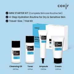 Coxir Ultra Hyaluronic ampoule delivers light moisture boost for glow.