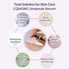 CQMONG Ampoule Serum on skin delivering instant glow and moisture boost.