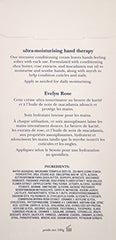 Crabtree & Evelyn Evelyn Rose label highlights nourishing ingredients.