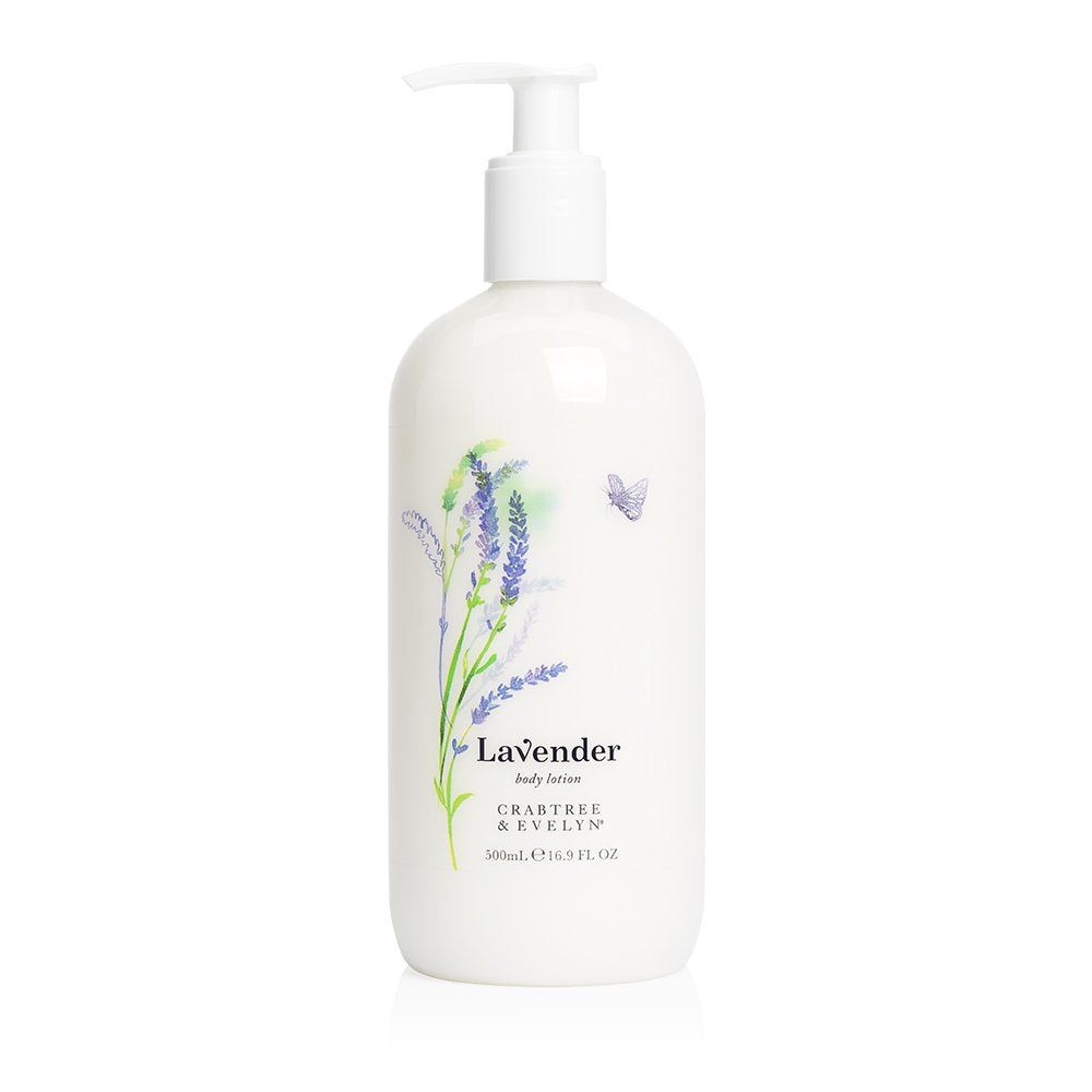 Crabtree & Evelyn Lavender Body Lotion bottle for soothing and moisturizing dry skin.