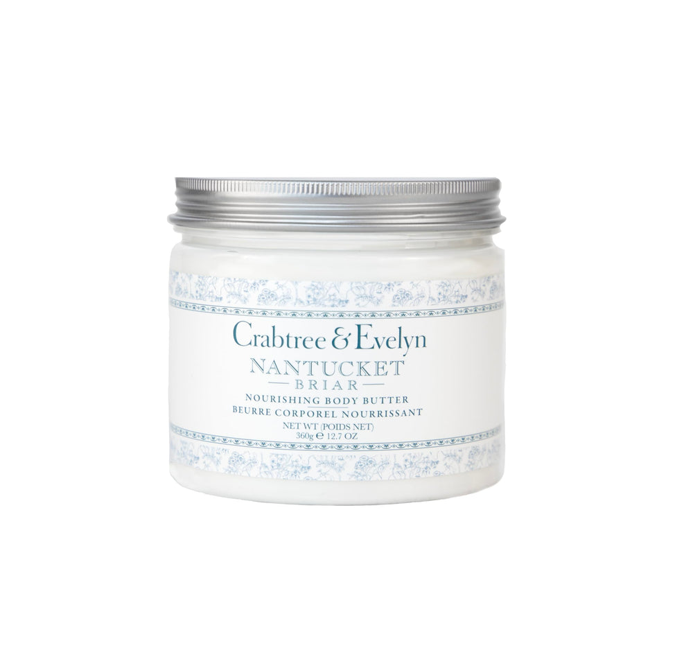Crabtree & Evelyn Nantucket Briar body butter jar close-up for rich hydration.