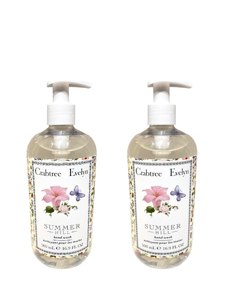Crabtree & Evelyn Summer Hill hand wash bottle, floral scent, moisturizing formula.