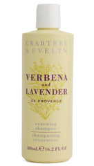 Crabtree & Evelyn Verbena & Lavender Renewing Shampoo bottle for a calming scent and refreshed scalp.
