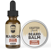 Crafted Beards beard oil cedarwood bottle for softer, shinier beard.