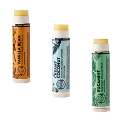 Crate 61 Lip Balm medley flavors close-up highlights distinct scents for on-the-go refreshment.