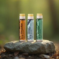 Crate 61 Lip Balm premium essential oils close-up emphasizes aromatic, soothing notes.