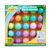 Crayola Color-Twist bath bombs deluxe 25-pack with vibrant colors and fizz.