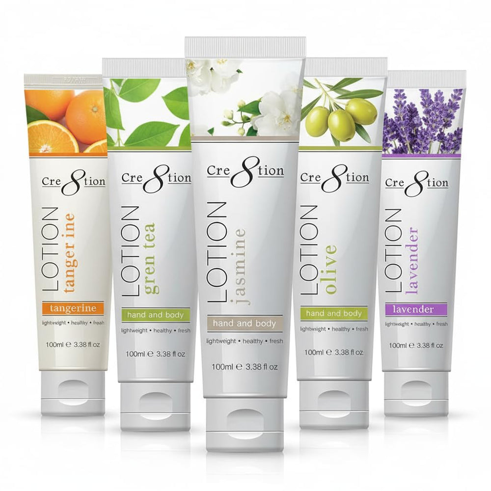 Cre8tion sample pack front view shows five scents for versatile skincare.
