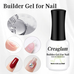 Creaglam Builder Gel rhinestone glue in action on DIY manicure