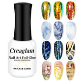 Creaglam nail foil glue bottle 15ml ready for easy foil transfer.