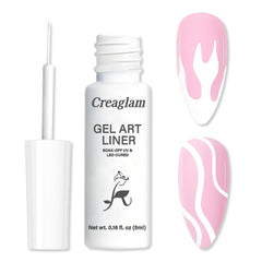 Creaglam White Nail Art Gel Liner with ultra-fine brush for crisp French tips.