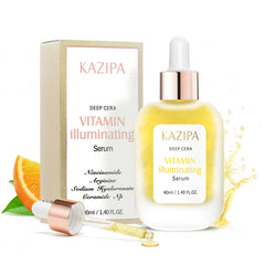 Createreedo Vitamin C Serum bottle close-up, highlighting a brightening formula for even skin tone.